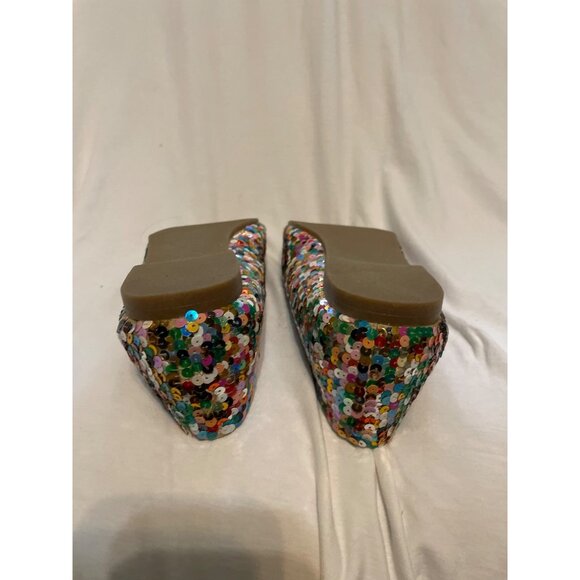 Multicolor Sequin Party Girl Flats Size 11B With Rubber Sole Woman Cross Sparkle - Picture 9 of 11